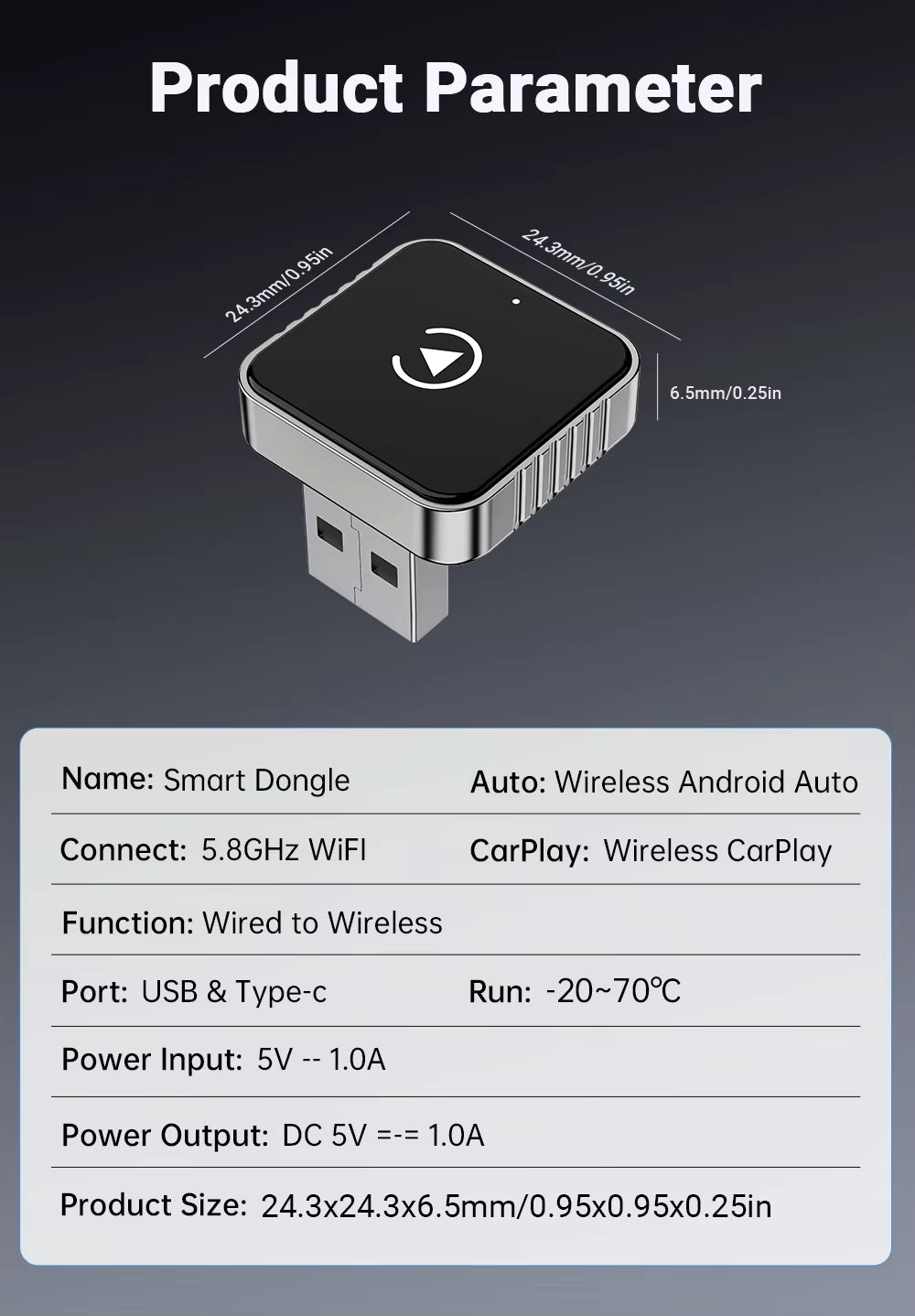 2 in 1 Wired to Wireless Carplay Android Auto Adapter