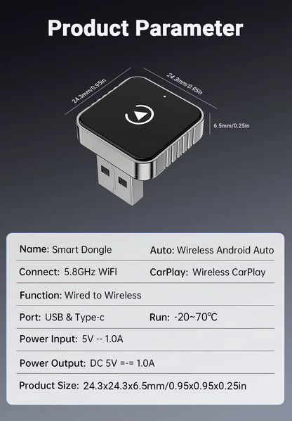 2 in 1 Wired to Wireless Carplay Android Auto Adapter