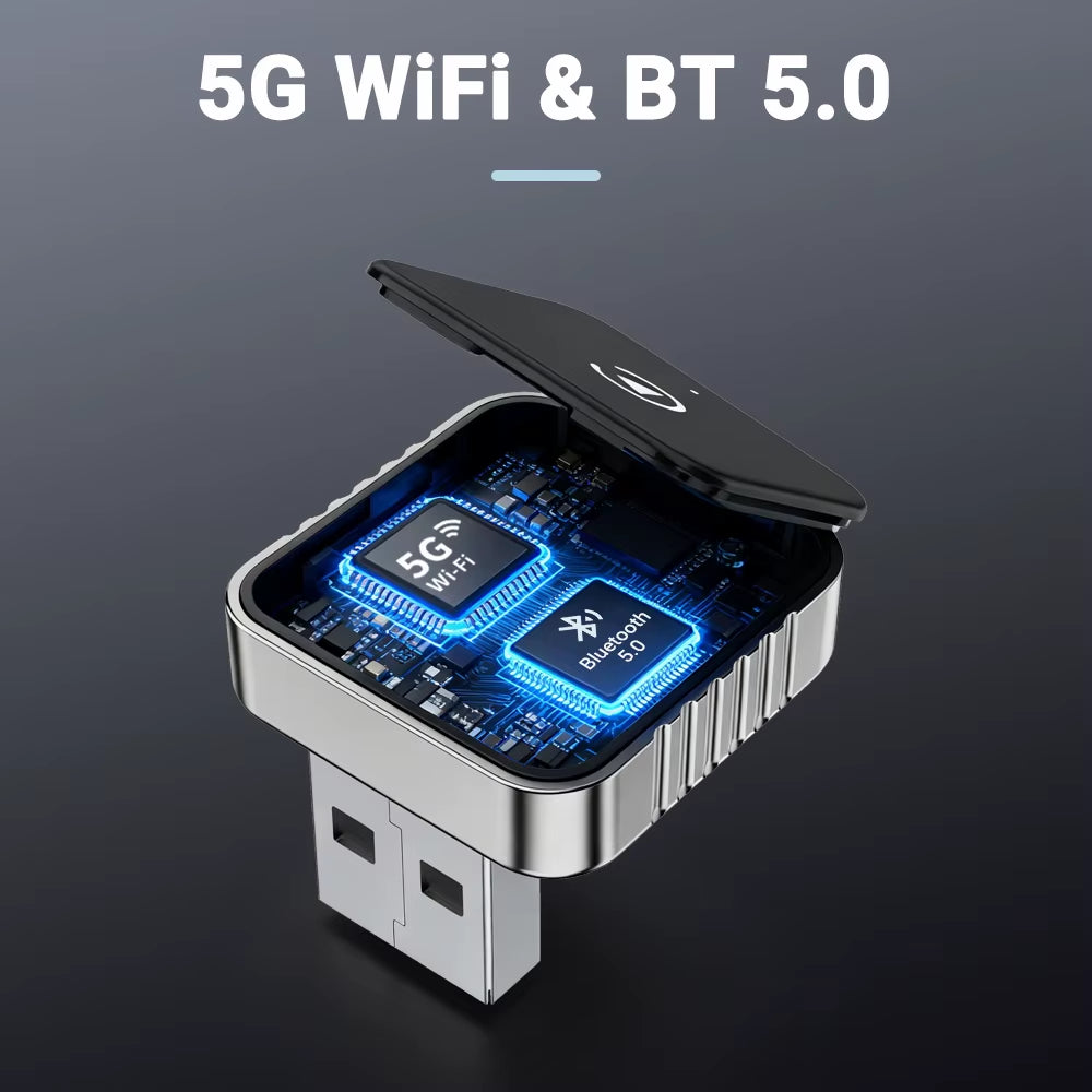 2 in 1 Wired to Wireless Carplay Android Auto Adapter for OEM Car Stereo with USB Dongle Mini Box Plug and Play Bluetooth